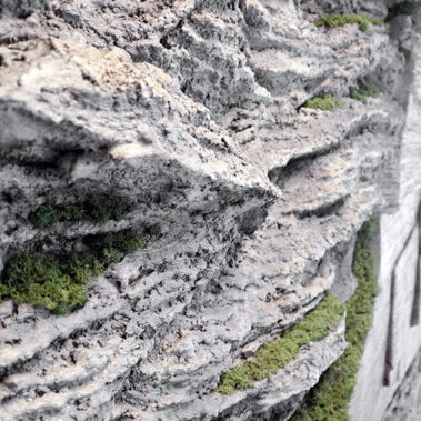 Natursteinwand im Showroom